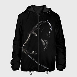 Куртка с капюшоном мужская Хищник на черном фоне, цвет: 3D-черный