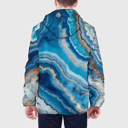 Мужская куртка Текстура голубого океанического агата / 3D-Черный – фото 4