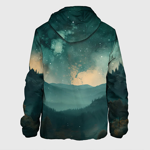 Мужская куртка Космическая ночь в горах / 3D-Белый – фото 2