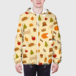 Куртка с капюшоном мужская Паттерн - осень, цвет: 3D-белый — фото 2