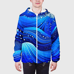 Куртка с капюшоном мужская Волны - текстура от нейросети, цвет: 3D-белый — фото 2