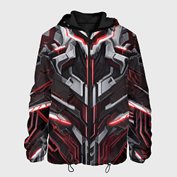 Куртка с капюшоном мужская Красная кибер броня, цвет: 3D-черный