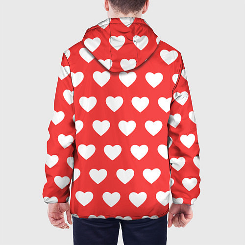 Мужская куртка Сердечки на красном фоне / 3D-Черный – фото 4