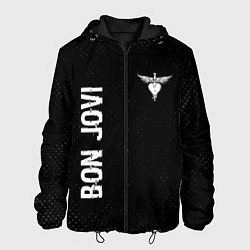 Мужская куртка Bon Jovi glitch на темном фоне: надпись, символ