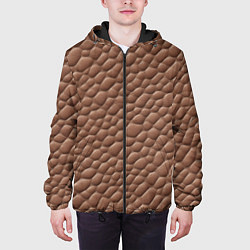 Куртка с капюшоном мужская Коричневая кожа крокодила, цвет: 3D-черный — фото 2