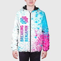 Куртка с капюшоном мужская Breaking Benjamin neon gradient style: по-вертикал, цвет: 3D-черный — фото 2