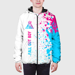 Куртка с капюшоном мужская Fall Out Boy neon gradient style: по-вертикали, цвет: 3D-черный — фото 2