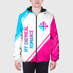 Куртка с капюшоном мужская My Chemical Romance neon gradient style: надпись,, цвет: 3D-черный — фото 2