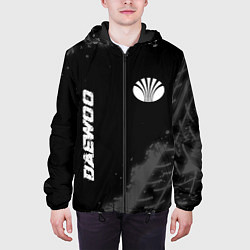 Куртка с капюшоном мужская Daewoo speed на темном фоне со следами шин: надпис, цвет: 3D-черный — фото 2