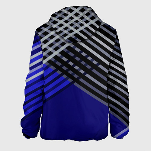 Мужская куртка Белые и серые полосы на синем фоне / 3D-Белый – фото 2