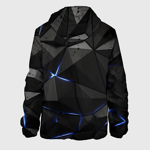 Мужская куртка Черные плиты с синим свечением / 3D-Белый – фото 2