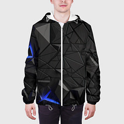 Куртка с капюшоном мужская Черная объемная текстура, цвет: 3D-белый — фото 2