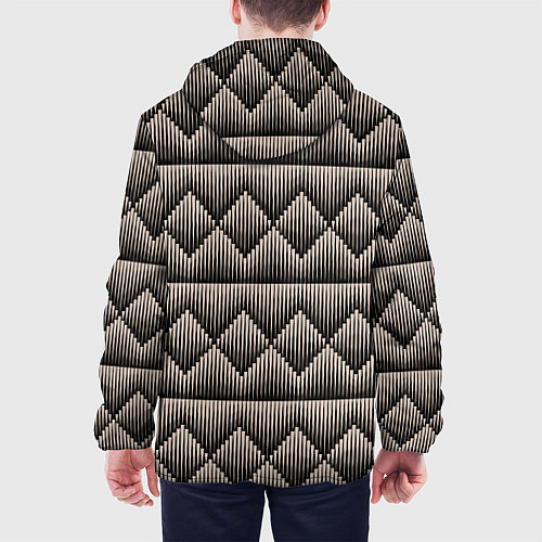 Мужская куртка Объемные бежевые ромбы на черном / 3D-Черный – фото 4