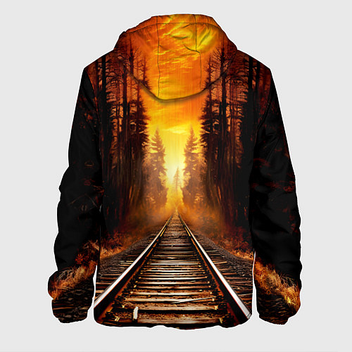 Мужская куртка Железная дорога на закате / 3D-Белый – фото 2