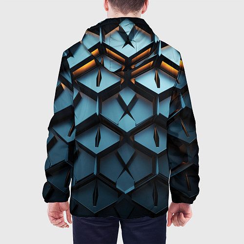 Мужская куртка Металлические объемные чешуйчатые ромбы / 3D-Черный – фото 4