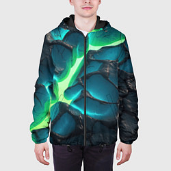 Куртка с капюшоном мужская Свечение из разлома плит, цвет: 3D-черный — фото 2
