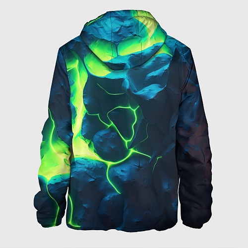 Мужская куртка Неоновый зеленый разлом плит / 3D-Черный – фото 2