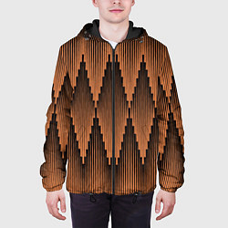 Куртка с капюшоном мужская Ромбы в полосатом закате, цвет: 3D-черный — фото 2