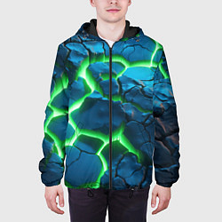 Куртка с капюшоном мужская Разлом зеленых плит, цвет: 3D-черный — фото 2