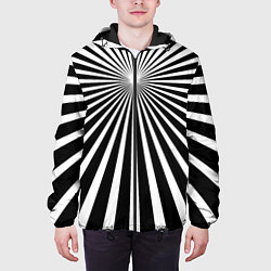 Куртка с капюшоном мужская Черно-белая полосатая иллюзия, цвет: 3D-черный — фото 2