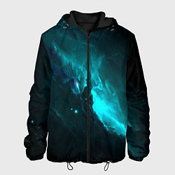 Куртка с капюшоном мужская Голубое свечение в космосе, цвет: 3D-черный