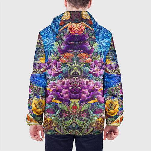 Мужская куртка Зеркальный цветочный паттерн с птицами - мода - не / 3D-Черный – фото 4