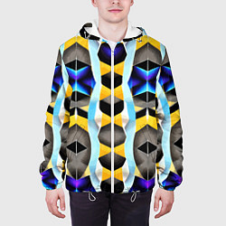 Куртка с капюшоном мужская Vanguard geometric pattern - neural network, цвет: 3D-белый — фото 2