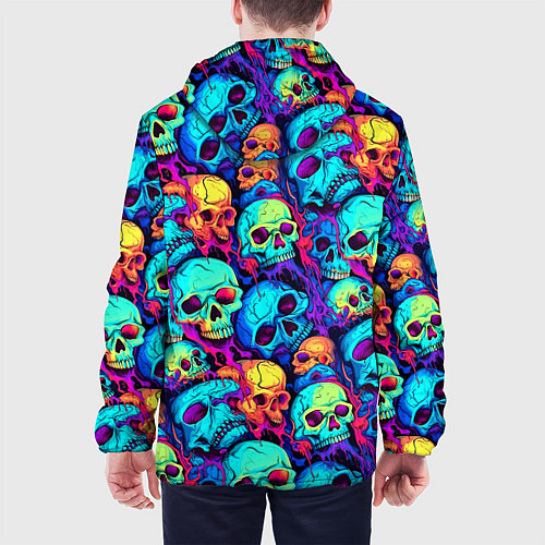 Мужская куртка Яркие кислотные черепа / 3D-Черный – фото 4