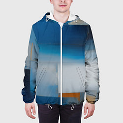 Куртка с капюшоном мужская Синяя палитра, цвет: 3D-белый — фото 2