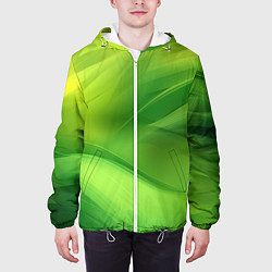 Куртка с капюшоном мужская Green lighting background, цвет: 3D-белый — фото 2