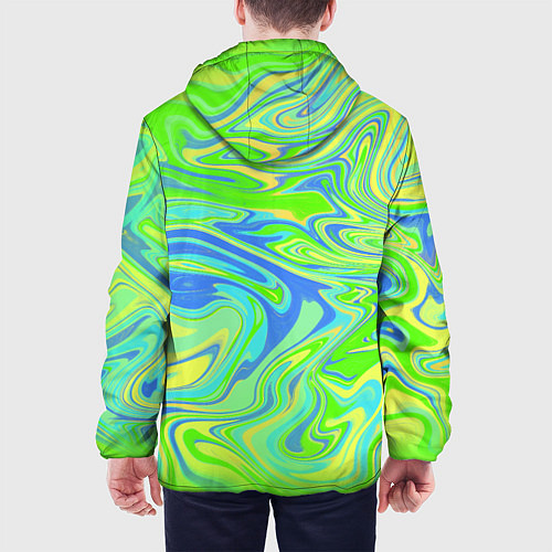 Мужская куртка Неоновая абстракция волны / 3D-Черный – фото 4