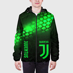 Куртка с капюшоном мужская Juventus green logo neon, цвет: 3D-черный — фото 2