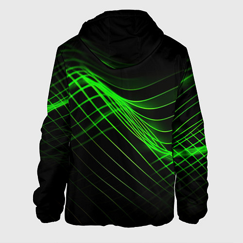Мужская куртка Зеленые яркие линии / 3D-Белый – фото 2