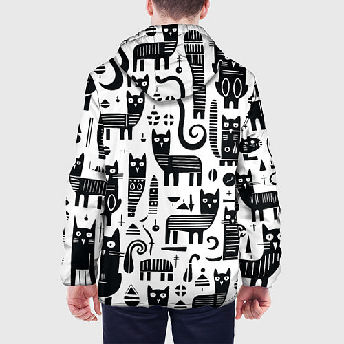 Мужская куртка Кошки абстрактный узор / 3D-Черный – фото 4