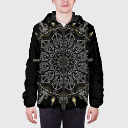 Куртка с капюшоном мужская Большая костяная мандала, цвет: 3D-черный — фото 2