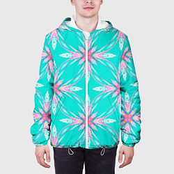 Куртка с капюшоном мужская Геометрический цветочный узор, цвет: 3D-белый — фото 2