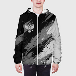Куртка с капюшоном мужская Герб РФ - монохромный, цвет: 3D-белый — фото 2