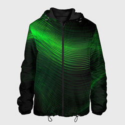 Куртка с капюшоном мужская Зеленое свечение абстракция, цвет: 3D-черный