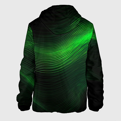 Мужская куртка Зеленое свечение абстракция / 3D-Черный – фото 2