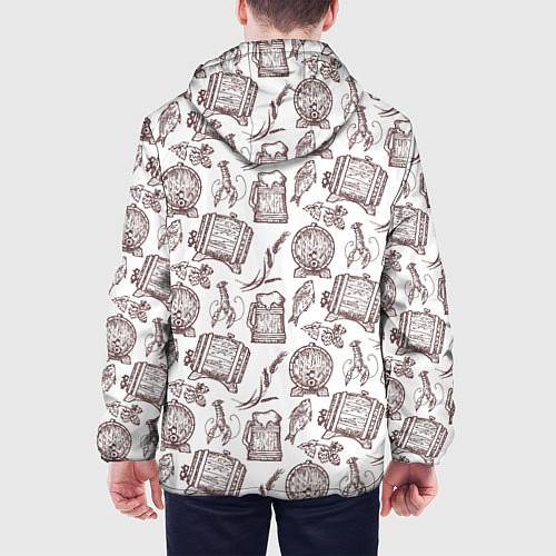 Мужская куртка Паттерн с деревянной кружкой в стиле крафт / 3D-Черный – фото 4