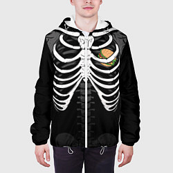Куртка с капюшоном мужская Скелет: ребра и бургер, цвет: 3D-белый — фото 2