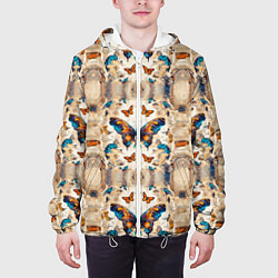 Куртка с капюшоном мужская Бабочки узор, цвет: 3D-белый — фото 2