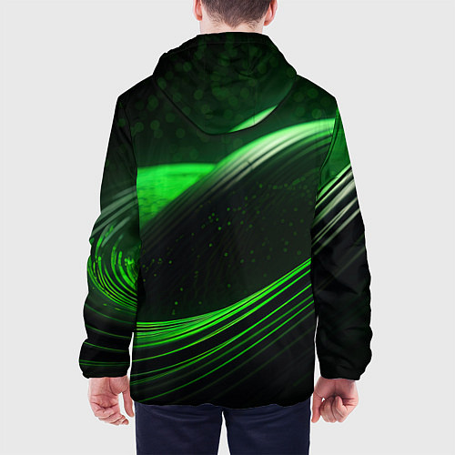 Мужская куртка Зеленые абстрактные волны / 3D-Черный – фото 4