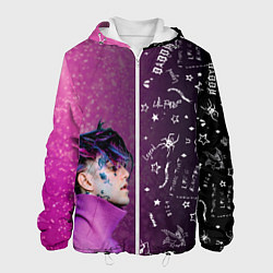 Куртка с капюшоном мужская Лил Пип тату фиолетовый, цвет: 3D-белый