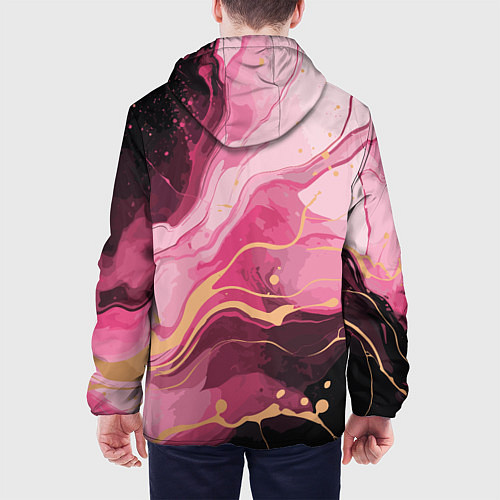 Мужская куртка Абстрактный черно-розовый мраморный узор / 3D-Черный – фото 4