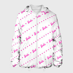 Куртка с капюшоном мужская Барби паттерн - логотип и сердечки, цвет: 3D-белый