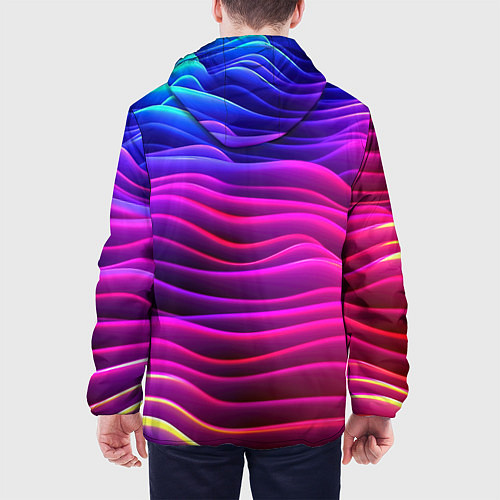 Мужская куртка Синие фиолетовые волны / 3D-Черный – фото 4