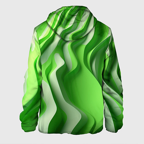 Мужская куртка Зеленые объемные полосы / 3D-Белый – фото 2