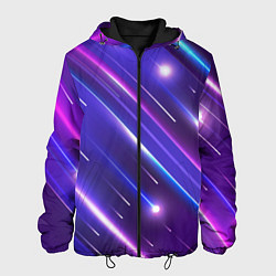 Куртка с капюшоном мужская Неоновый звездопад - полосы, цвет: 3D-черный