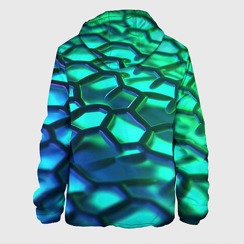 Мужская куртка Зеленые и синие соты / 3D-Черный – фото 2